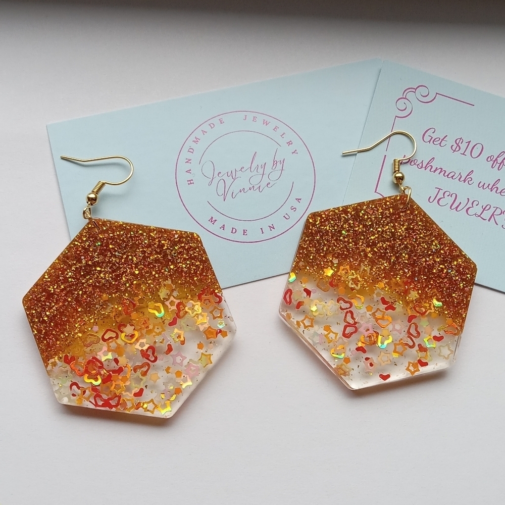 Hand Crafted Resin Sunset And Campfires Collection Earrings